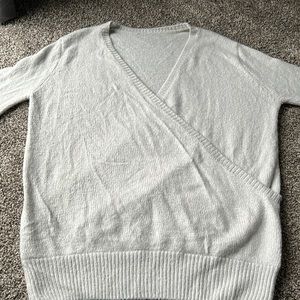 Grey Oversized cross front sweater. Size Medium. Vici I believe. Good condition